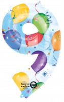 Zahlenballon 9 kunterbunt 86cm