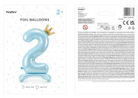 Babyblue Zahl 2 stehender Folienballon