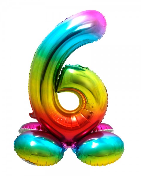 Regenbogen Zahl 6 Ballon 72cm