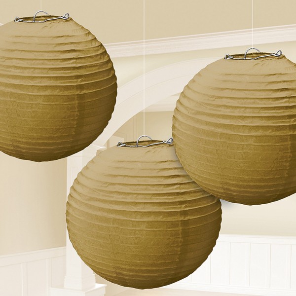 3 Papier-Lampions gold 24cm