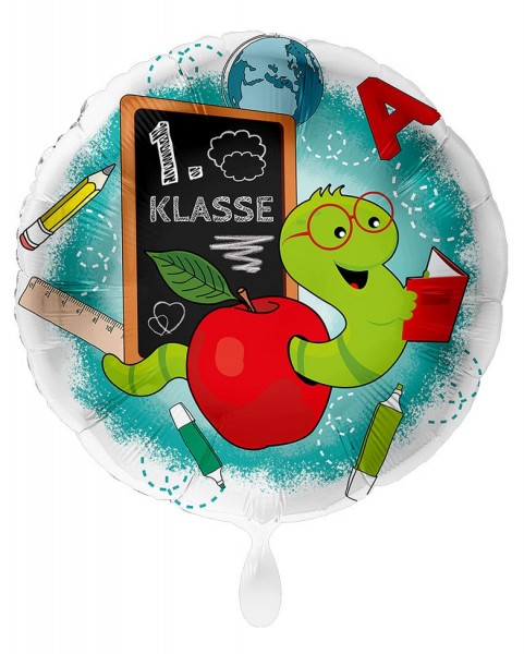 Einschulung Folienballon Bücherwurm 43cm