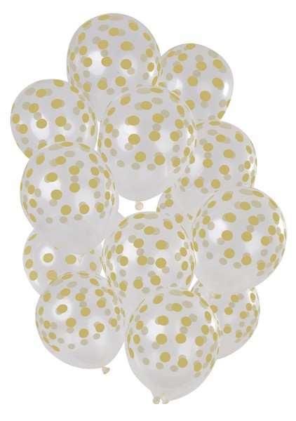 15 Latexballons mit goldenen Punkten