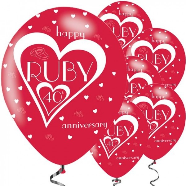 6 Rubinhochzeit Ballons 28cm
