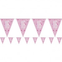 Sparkling Pink 16. Geburtstag Wimpelkette 2,75m