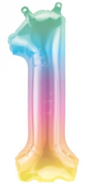 Zahl 1 Regenbogen Folienballon 41cm