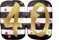 Folienballon 40 black-white-gold