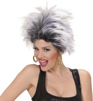 Schwarz-Weiße Punk Rock Star Perücke Für Damen