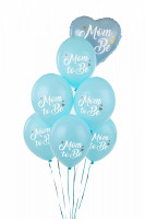 6 Blaue Mom to be Luftballons 30cm
