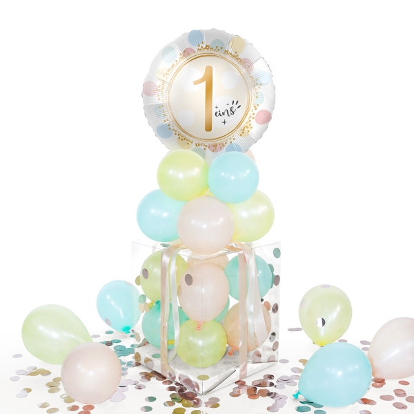 Balloha Geschenkbox DIY Rainbow Dots Eins XL
