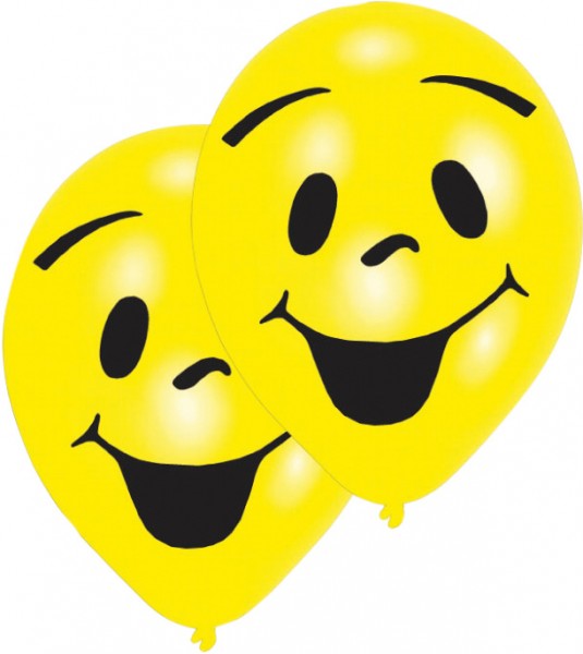 8er Set Lachender Smiley Luftballons 25 cm