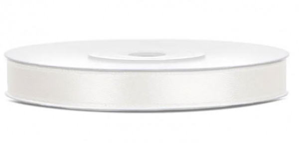 25m Satin Geschenkband weiß 6mm breit