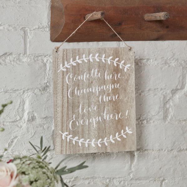 Boho Flowers Confetti here Holzschild 3