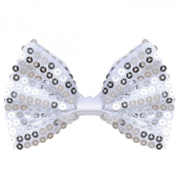 Silberne Glamour Fliege Mit Pailletten