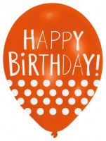 6 Happy Birthday Ballons mit Punkten 28 cm