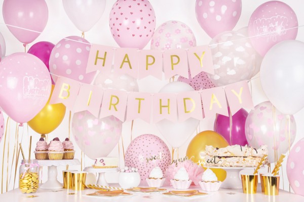 DIY Cheerful Birthday Girlande hellrosa 1,75m 3