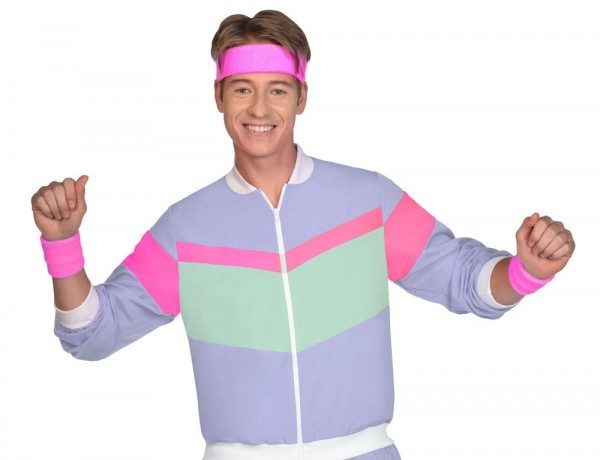 Pinkes 80er Jahre Schweißbänder Set 6