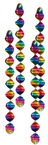 4 Deko Spiralen Regenbogen 60cm