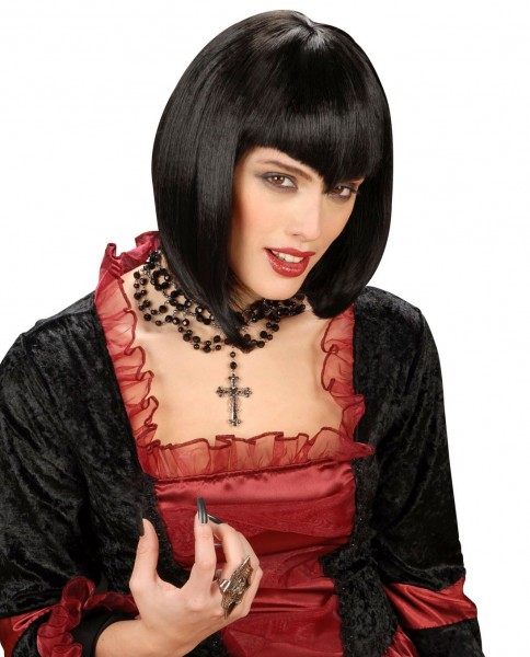 Perücke Gothic Bob Schwarz 2