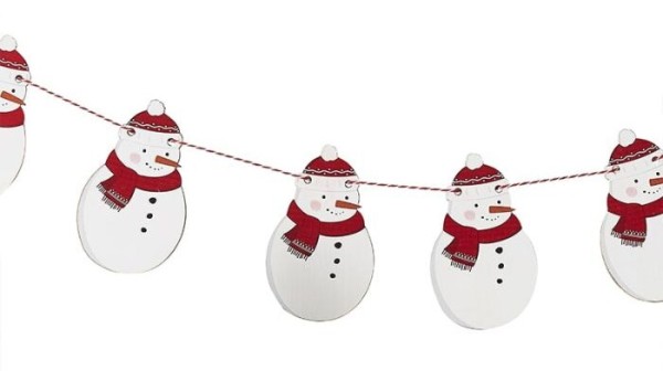 Santas Cottage Schneemann Girlande 2m