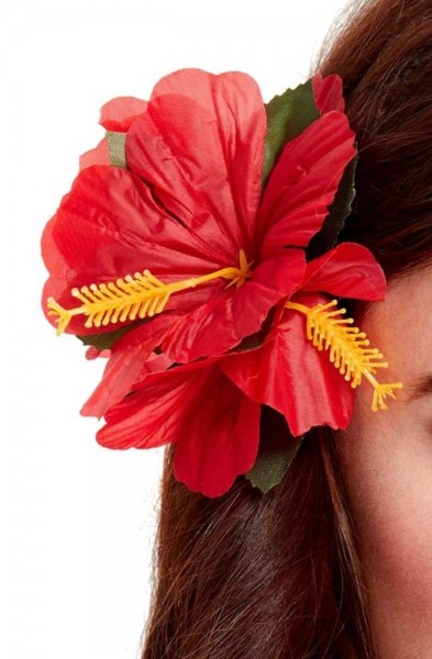Rote Hibiskusblüte Blumen Haarspange