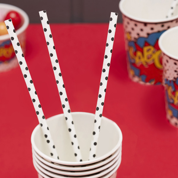 20 Black Polka Dots Strohhalme 2