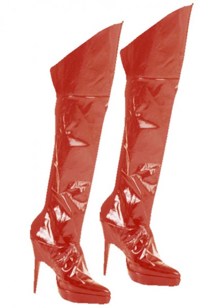 Sexy Rote Vinyl Stiefelstulpen