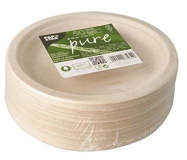 50 Runde Zuckerrohr Teller natur 18cm 2