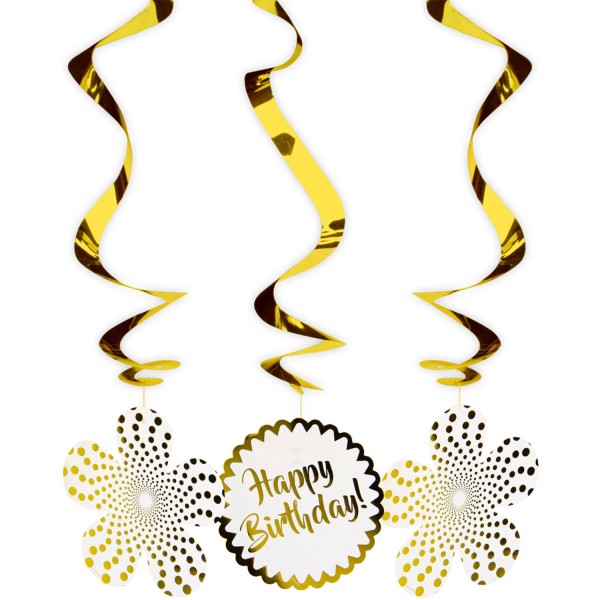 3 Golden Glamour Spiralhänger 70cm
