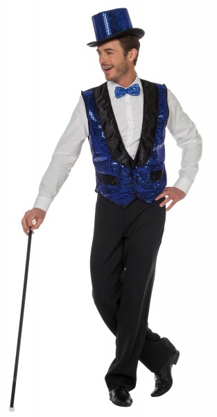 Blaue Herren Pailetten Glitzerweste