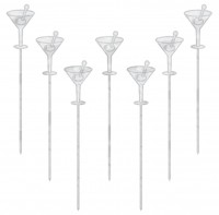 50 Stilvolle Martini Gläser Party Spieße Silber 10,1cm