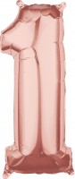 Zahl 1 roségold Folienballon 66cm
