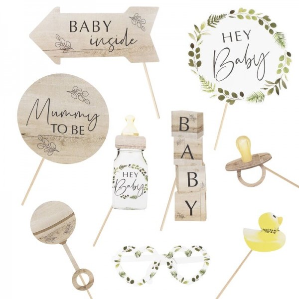 10 Botanical Babyparty Foto Requisiten