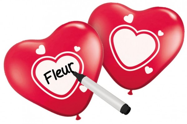 6 Herzballons zum Beschriften