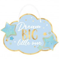 Hello World Dream Big Schild blau