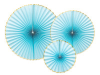 3 Candy Party Papierrosetten pastellblau