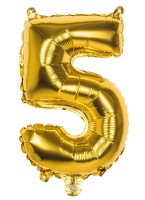 Folienballon Zahl 5 gold metallic 36cm