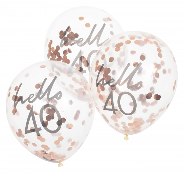 5 Hello Fourty Konfettiballons 30cm