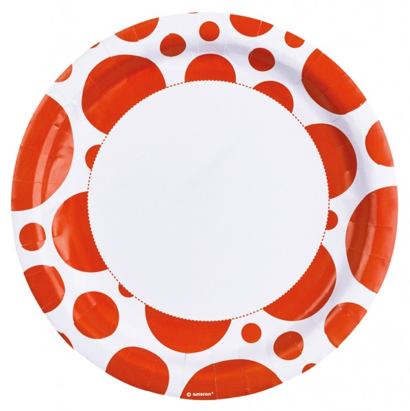 8 Süße Punkte Pappteller orange 23cm