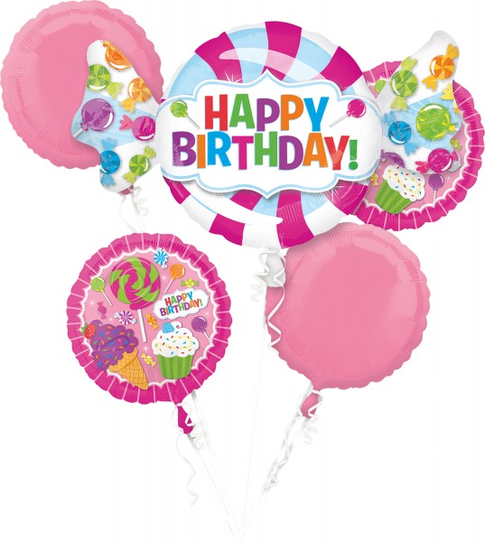 5 Folienballons im Candy-Birthday- Design