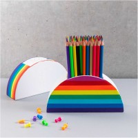 Vorschau: Weißer Regenbogen Stiftehalter Rohling