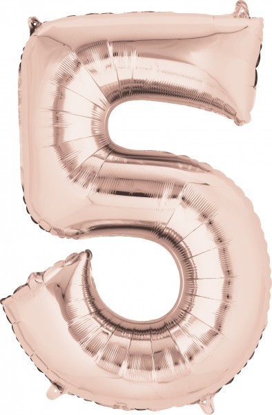 Zahlenballon 5 roségold 86cm