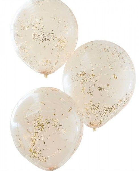 3 Golden Peach Konfettiballons 45cm