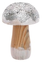 Winterliche Pilz Dekofigur silber 6 x 9cm