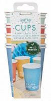 Vorschau: 8 Eco Geburtstags-Pappbecher 250ml bunt