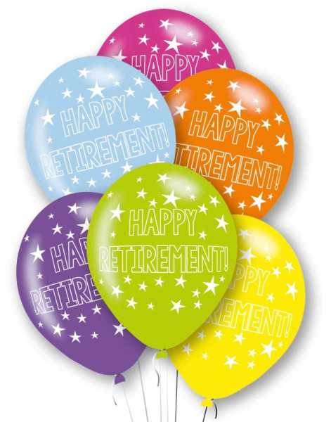 6 Bunte Ruhestands Latexballons 27,5cm