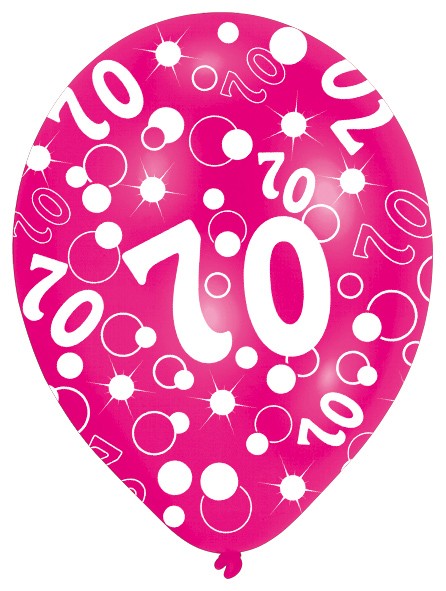 6 bunte Luftballons 70.Geburtstag 27,5cm 2