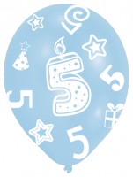Vorschau: 6 bunte Luftballons 5.Geburtstag 27,5cm