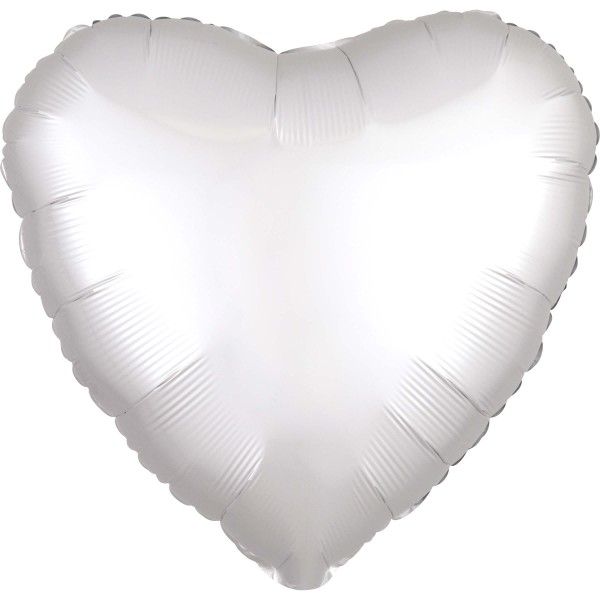 Edler Satin Herzballon weiß 43cm