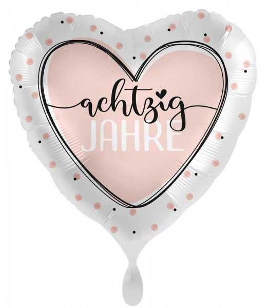 80. Geburtstag Ballon Shiny Heart 45cm