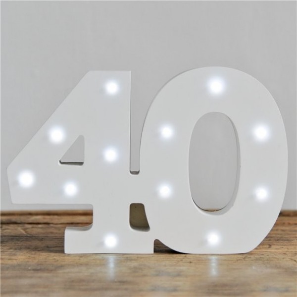 Zahl 40 Aufsteller mit LEDs